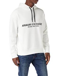 Armani Exchange Herren Cotton Frenc Terry Utility Logo Drop Shoulder Pullover Hoodie Sweatshirt, Weiß, L EU von Armani Exchange