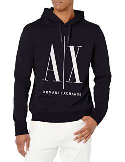 Armani Exchange Herren Hoodie, Maxi Print Logo on Front Sweatshirt, Blue, L von Armani Exchange