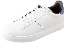 Armani Exchange Herren Lace Up, Side Line Logo, Back Color Detail Sneaker, OP.White+Blue, 44 EU von Armani Exchange
