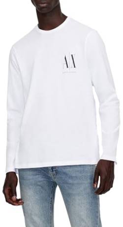 Armani Exchange Herren Long Sleeves, Front Print Logo T-Shirt, Weiß, S von Armani Exchange