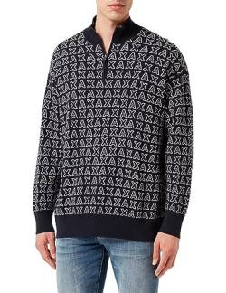 Armani Exchange Herren Long Sleeves, Zipped Neck, Logo All Pullover Sweater, Navy Bold Outline, M EU von Armani Exchange