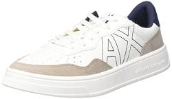 Armani Exchange Herren Men's Suede Detail, Front Logo Patch, Off White + beige Sneaker, 45 EU von Armani Exchange