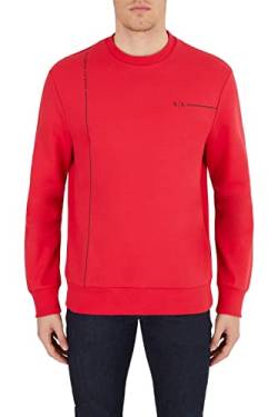 Armani Exchange Herren Nachhaltig, Logo-Linien-Detail, Rundhalsausschnitt Pullover Sweater, Lipstick Red, XL von Armani Exchange