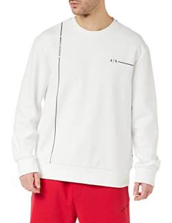 Armani Exchange Herren Nachhaltig, Logo-Linien-Detail, Rundhalsausschnitt Pullover Sweater, White, S von Armani Exchange