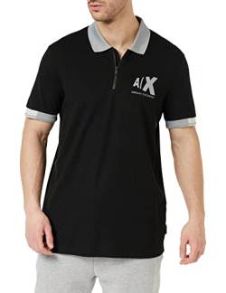 Armani Exchange Herren Nachhaltig, Slim Fit, seitlich verzerrtes Logo Polo Sweater, Black, XS von Armani Exchange