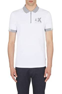 Armani Exchange Herren Nachhaltig, Slim Fit, seitlich verzerrtes Logo Polo Sweater, White, L von Armani Exchange