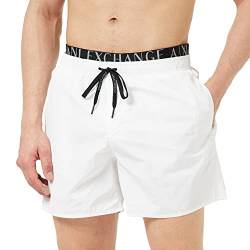 Armani Exchange Herren Nachhaltiger, elastischer Logo-Taille. Board Shorts, White, M von Armani Exchange