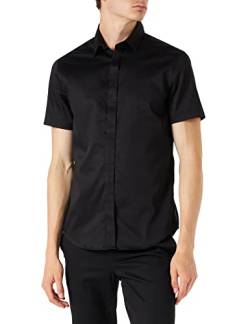 Armani Exchange Herren Stretch Satin Slim Freizeithemd, Schwarz, XXL von Armani Exchange