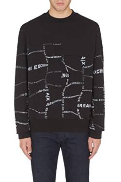 Armani Exchange Herren Sweatshirt mit Rundhalsausschnitt aus Bio-Baumwolle und Polyester-Fleece Pullover Sweater, Black, L von Armani Exchange