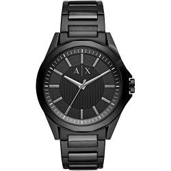 Armani Exchange Herrenuhr , Dreizeigeruhrwerk, 44mm Schwarzes Edelstahlgehäuse mit Edelstahlarmband, AX2620 von Armani Exchange