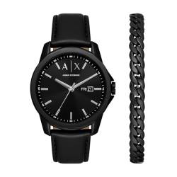 Armani Exchange Herrenuhr 3-Zeiger-Werk Wochentag Datum Edelstahl schwarz, AX7147SET von Armani Exchange