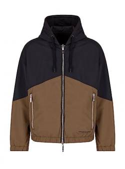 Armani Exchange Men's Laminated Nylon Reversible Hooded Colorblock Shell Jacket, Black/Crocodile, XXL von Armani Exchange