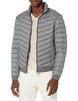 Armani Exchange Men's Quilted Milano/New York Logo Zip-up Jacket Down Alternative Coat, Melange Grey/Navy, XX-Large von Armani Exchange