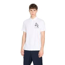 Armani Exchange Men's Regular Fit Cotton Jersey Eagle Logo Polo Shirt, White, Mittel von Armani Exchange