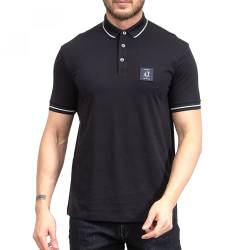 Armani Exchange Men's Regular Fit Cotton Jersey Metallic Icon Patch Polo Blue,M von Armani Exchange