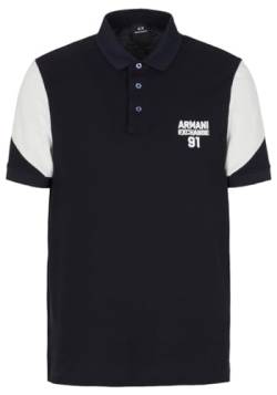 Armani Exchange Men's Short Sleeve Colo Block 91 Branded Polo Shirt, Deep Navy, M von Armani Exchange