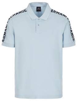 Armani Exchange Men's Short Sleeve Jacquard Logo Polo Shirt, Celestial Blue, M von Armani Exchange
