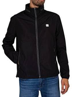 Armani Exchange Mens Packable, Hidden Hoodie, Two Zip Pockets on Front, Rubber Patch Logo Windjacke, Black, Small von Armani Exchange