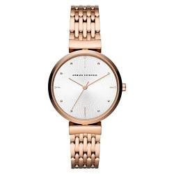 Armani Exchange Uhr für Damen , Dreizeigeruhrwerk, 36mm Rose Gold Edelstahlgehäuse mit Edelstahlarmband, AX5901 von Armani Exchange