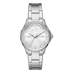 Armani Exchange Uhr für Damen , Dreizeigeruhrwerk, 36mm Silbernes Edelstahlgehäuse mit Edelstahlarmband, AX5256 von Armani Exchange