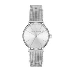 Armani Exchange Uhr für Damen , Dreizeigerwerk, 36mm Silbernes Edelstahlgehäuse mit EdelstahlMeshArmband, AX5535 von Armani Exchange