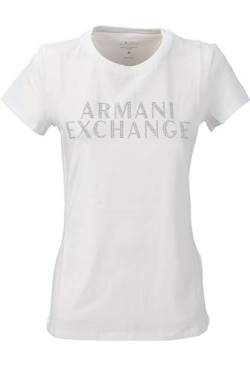 Armani Exchange We Beat as one T35Women's Sustainable, Stud Logo, Slim Fit, Short SleevesT-ShirtWhiteExtra Small von Armani Exchange