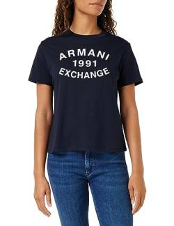 Armani Exchange Women's Cotton Jersey Logo 1991 Crew Neck Fitted Tee T-Shirt, Soul, Klein von Armani Exchange