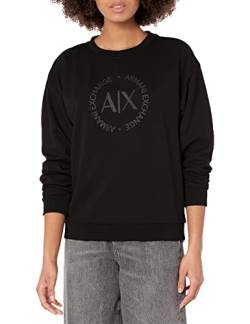 Armani Exchange Women's Essential Crewneck, Circle Logo Pullover Sweater, Black, M von Armani Exchange