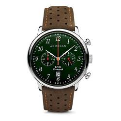 Armogan E.N.B – Emerald Green S52 – Herren-Chronograph, braunes Wildleder-Armband von Armogan