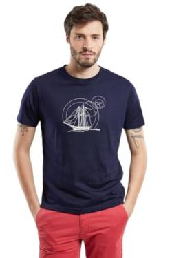 Armor Lux Herren Siebdruck T-Shirt, Boot Stern/Marine Deep, XXL von Armor Lux