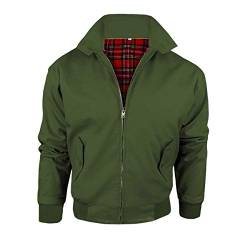 Army And Workwear Harrington-Jacke mit kariertem Futter, gefertigt in Großbritannien, Herren, mit Reißverschluss, Klassische Bomberjacke von Army And Workwear