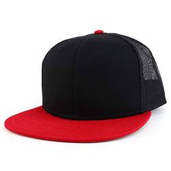 Armycrew Oversize XXL Blank Flatbill Mesh Snapback Cap, schwarz / rot, XX-Large von Armycrew