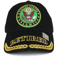 Offiziell lizenzierte US Army Retired mit Emblem bestickt Military Baseball Cap - Schwarz - Einheitsgröße von Armycrew