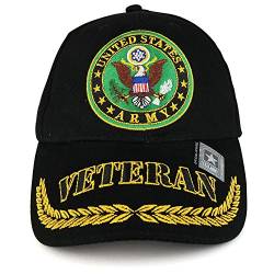 Offiziell lizenzierte US Army Veteran Emblem bestickt strukturiert Military Baseball Cap - Schwarz - Einheitsgröße von Armycrew