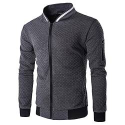 Aro Lora Herren Casual Zipper Sweatshirts Cardigan Langarm Bomberjacke Dunkelgrau 2XL von Aro Lora