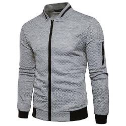 Aro Lora Herren Casual Zipper Sweatshirts Cardigan Langarm Bomberjacke Grau 2XL von Aro Lora