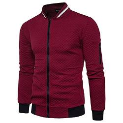 Aro Lora Herren Casual Zipper Sweatshirts Cardigan Langarm Bomberjacke Rot 3XL von Aro Lora