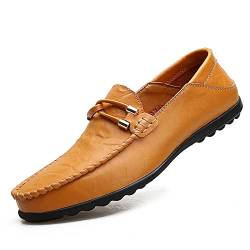 Aro Lora Herren Mokassins Lederschuhe Schuhe Penny Loafers Slipper Hausschuhe Leder Slip On Fahren Schuhe Gelb 43 EU von Aro Lora