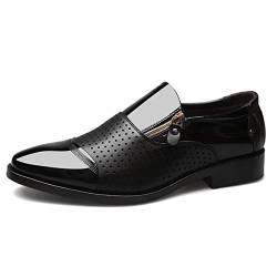 Aro Lora Herren Mokassins Lederschuhe Slip On Loafers Slipper Fahren Klassische Bussnis Derby Oxford Schuhe Flach Freizeitschuhe LöcherSchwarz 46 EU von Aro Lora