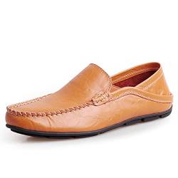 Aro Lora Herren Mokassins Slipper Business Penny Loafers Schuhe Leder Schuhe Komfort Fahrschuhe Flache Hausschuhe Gelb 40 EU von Aro Lora