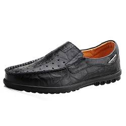 Aro Lora Herren Mokassins Slipper Business Penny Loafers Schuhe Leder Schuhe Komfort Fahrschuhe Flache Hausschuhe LöcherSchwarz 44 EU von Aro Lora