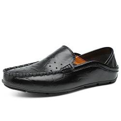 Aro Lora Herren Mokassins Slipper Business Penny Loafers Schuhe Leder Schuhe Komfort Fahrschuhe Flache Hausschuhe LöcherSolidSchwarz 46 EU von Aro Lora