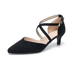 Damen Pumps Riemchenpumps Spangenpumps Pointed Toe Kleid Partei Gericht Schuhe Damen Kitten Heel Hochzeit Schuhe Schwarz 41 von Aro Lora