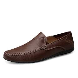 Herren Klassische Mokassins Lederschuhe Loafers Schuhe zum Autofahren modische Schlupfschuhe Slipper Leder Flach Atmungsaktiv Freizeitschuhe Braun 44 von Aro Lora