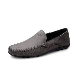 Herren Klassische Mokassins Lederschuhe Loafers Schuhe zum Autofahren modische Schlupfschuhe Slipper Leder Flach Atmungsaktiv Freizeitschuhe Grau 40 von Aro Lora