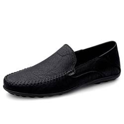 Herren Klassische Mokassins Lederschuhe Loafers Schuhe zum Autofahren modische Schlupfschuhe Slipper Leder Flach Atmungsaktiv Freizeitschuhe Kohlenschwarz 44 von Aro Lora