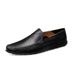 Herren Klassische Mokassins Lederschuhe Loafers Schuhe zum Autofahren modische Schlupfschuhe Slipper Leder Flach Atmungsaktiv Freizeitschuhe Schwarz 40 von Aro Lora