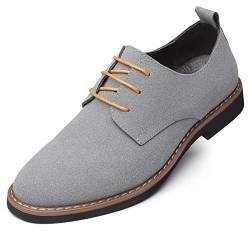 Herren Schnürhalbschuhe Hochzeit Brogue Oxford Derbys Schuhe Klassischer Suede Business Schuhe SolidGrau 48 von Aro Lora