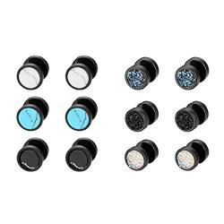 Aroncent 6 Paare Ohrstecker Ohrringe Fake Plug Fakeplugs Tunnel Ohrschmuck Edelstahl Herren Damen von Aroncent