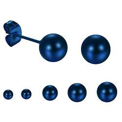 Aroncent Herren Damen Ohrringe, 5 Paare (10pcs) Kugel Ohrstecker, Edelstahl, Blau von Aroncent